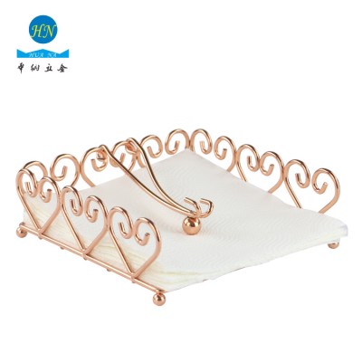 Heart Series Chrome Napkin Holder Rose Gold Metal Kitchen Modern Table Store Napkin Holder Stand