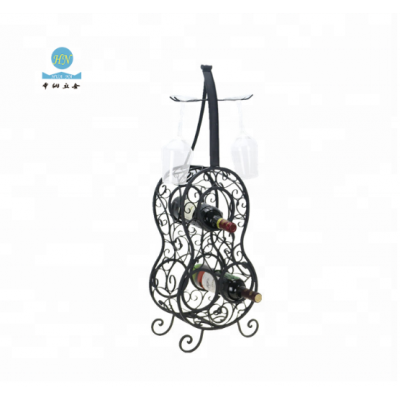 Decorative guitar shaped iron wine rack